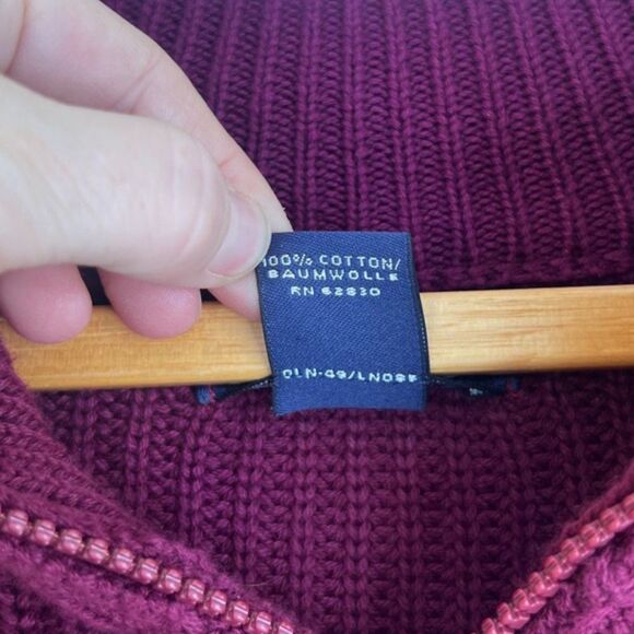 Lands End Full Zip Ribbed Knit Cardigan Sweater Retro Grandpa Core Size XL 46-48 - Picture 7 of 9